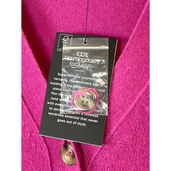 C by Bloomingdale's Cashmere Grandmother Sweater Women's Size XS Cherry Blossom - Picture 5 of 9